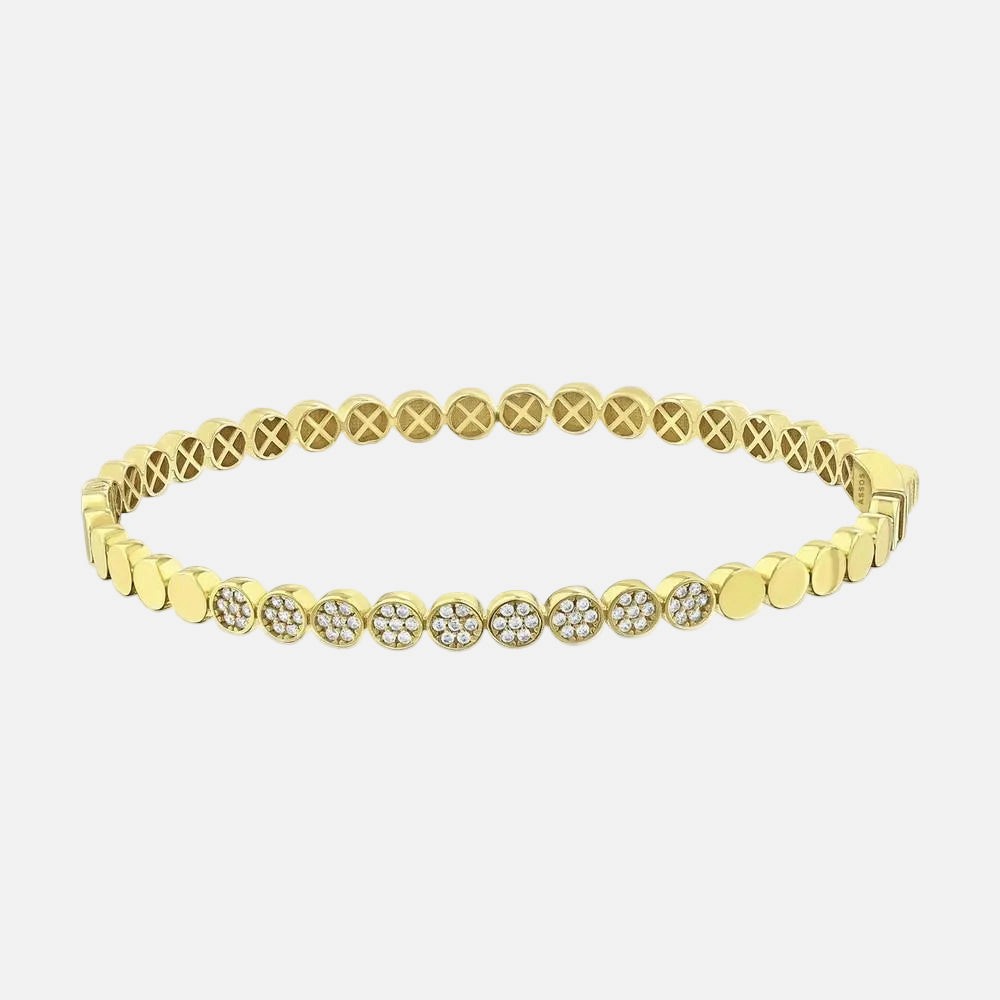 Assos Pırlanta 14 Ayar Altın Şık Geometrik Tasarım Kelepçe Bilezik