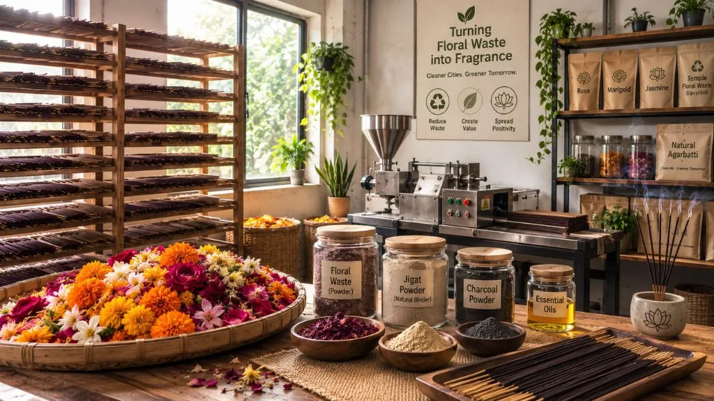 Agarbatti Manufacturing using Floral Waste