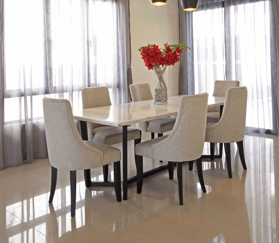 empty chair in front of table