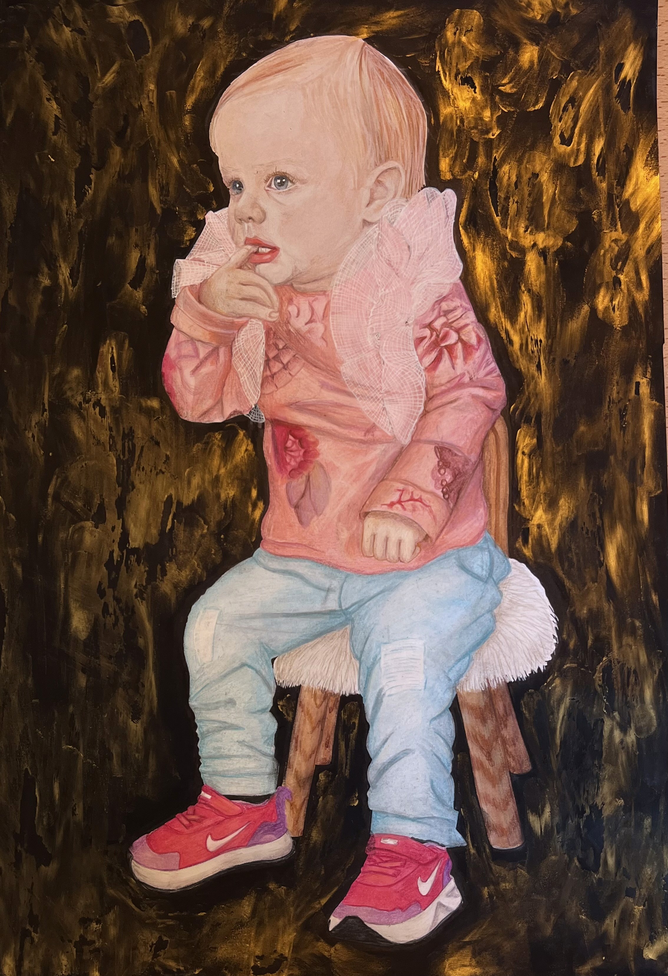 klein meisje op kruk