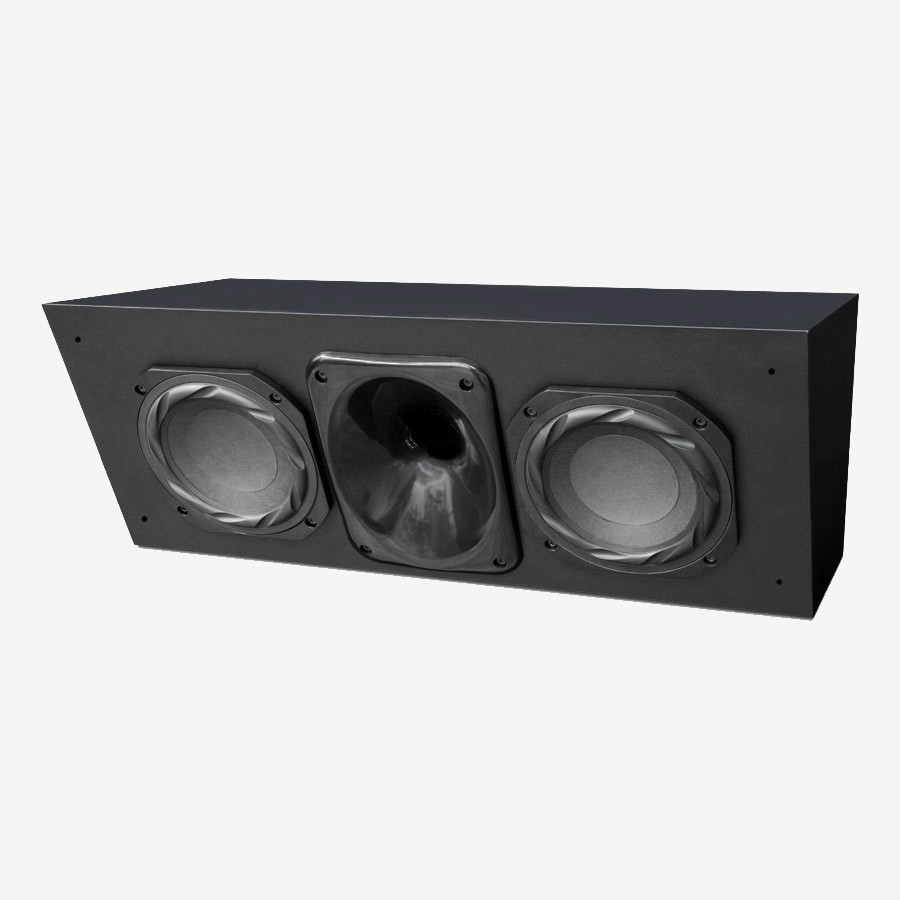 black speaker with three drivers
