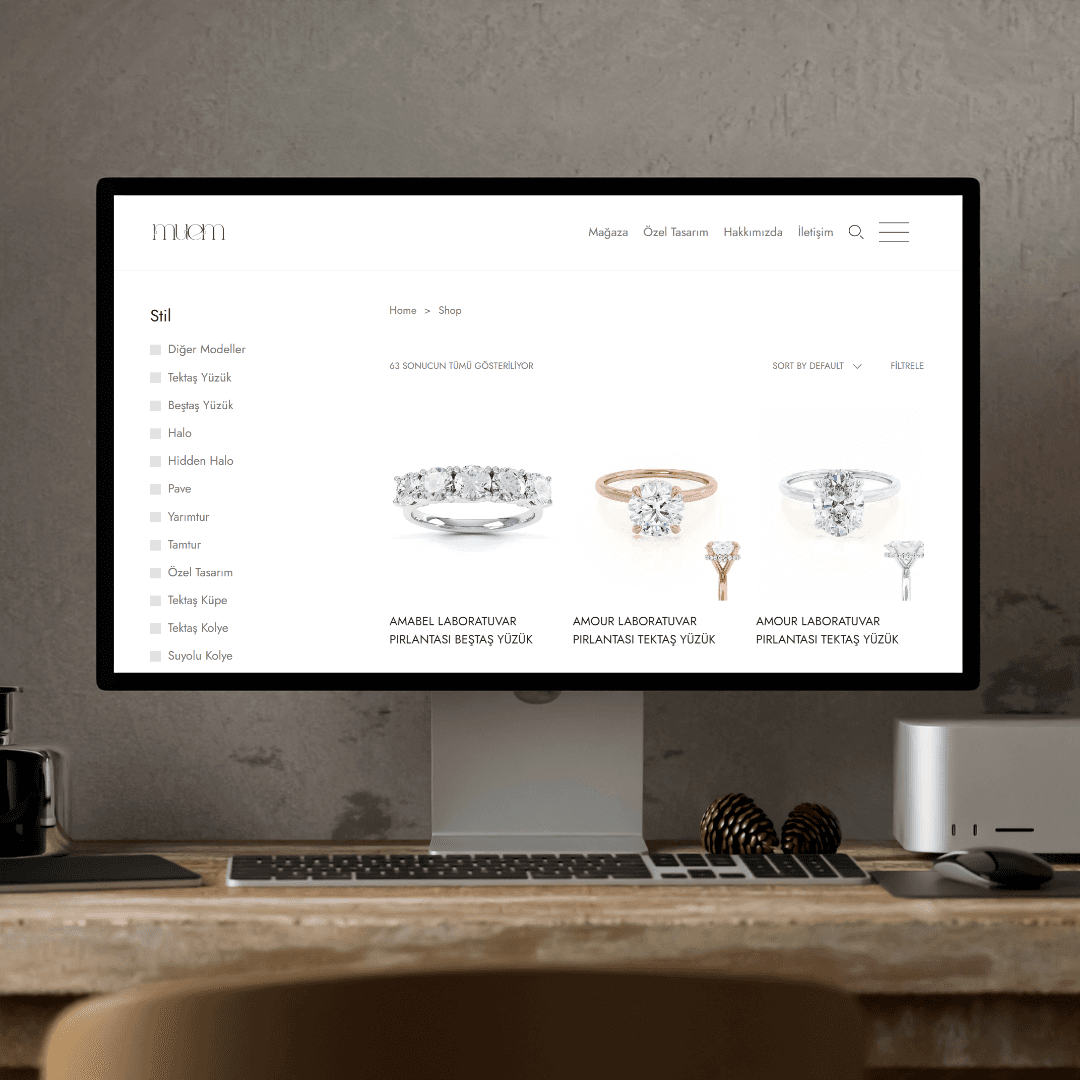 Premium diamond jewelry web design for Muem Diamond