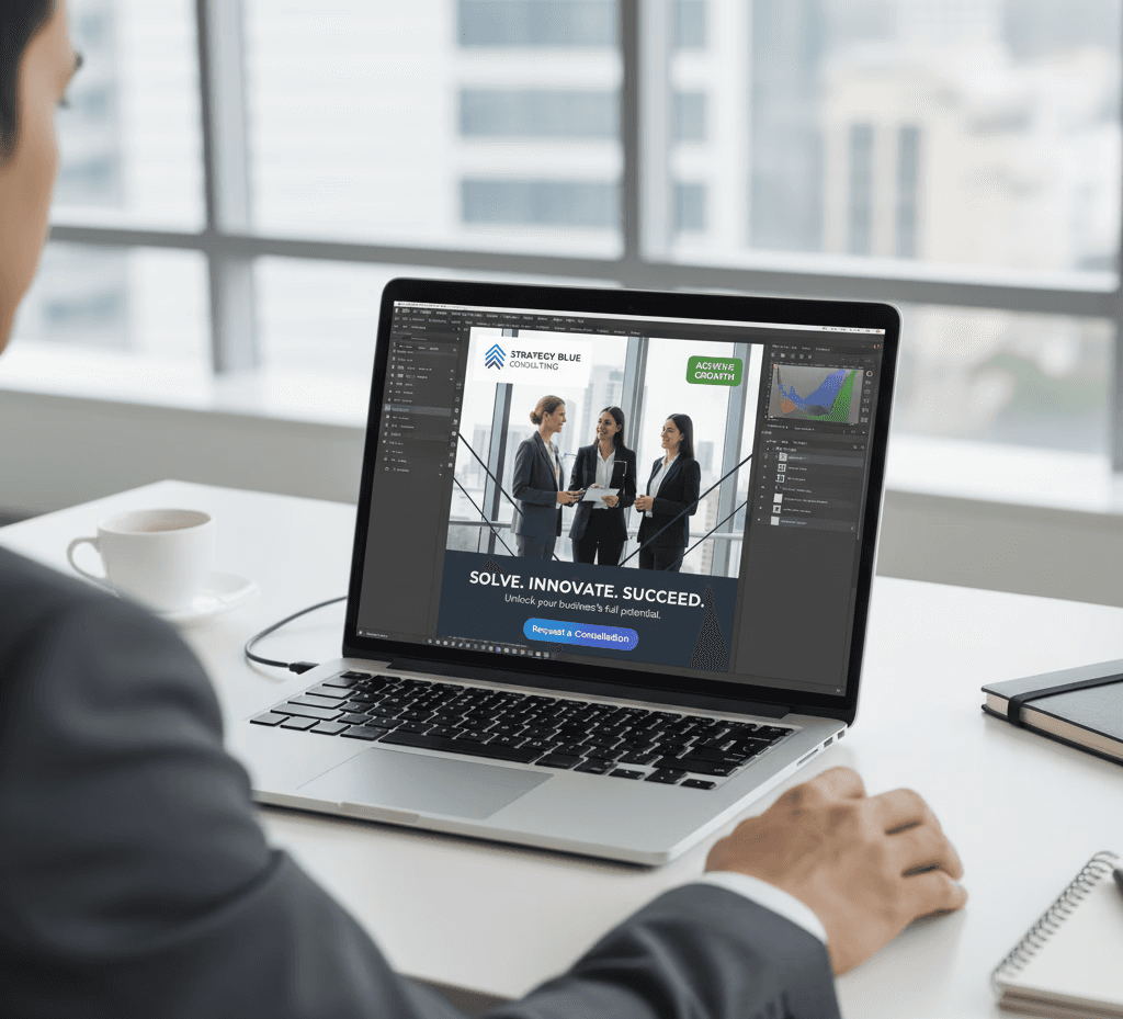 instagram post design on a laptop screen