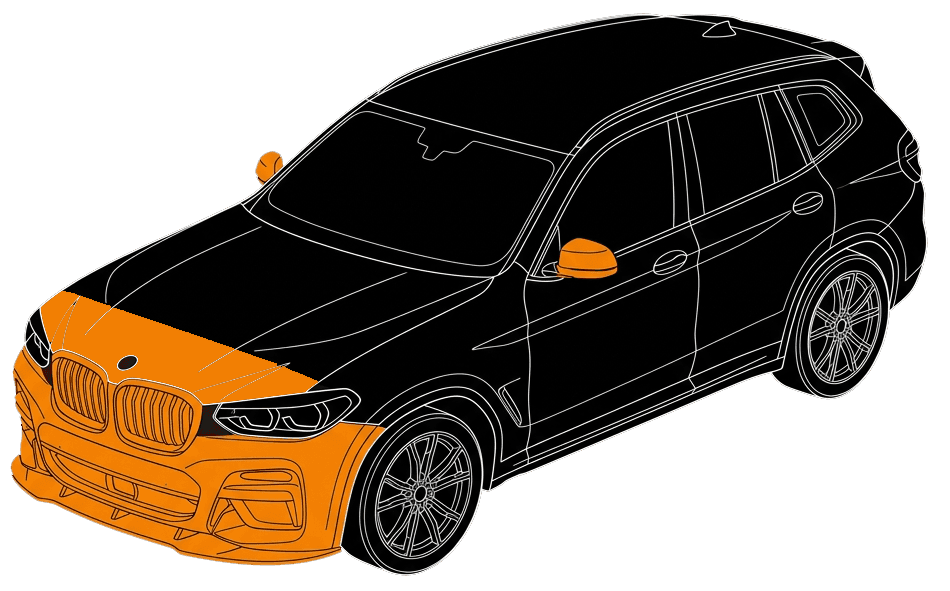 BMW SUV outline, orange front section