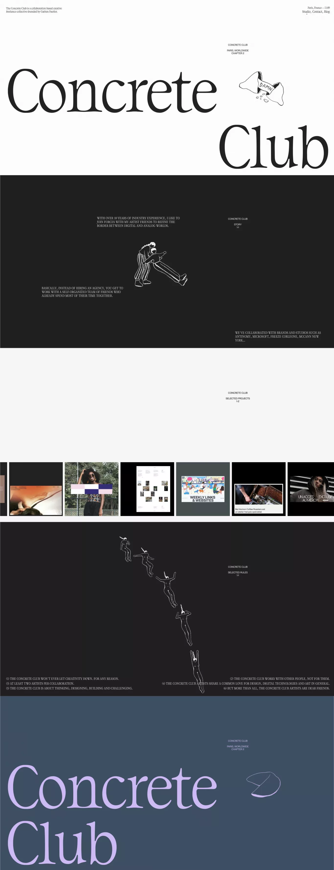 Concrete Club Studio â Creative freela portfolio page screenshot showcasing Design and Tech design