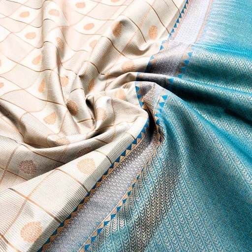 Fog Grey Semi Kanchivaram Art Silk Saree