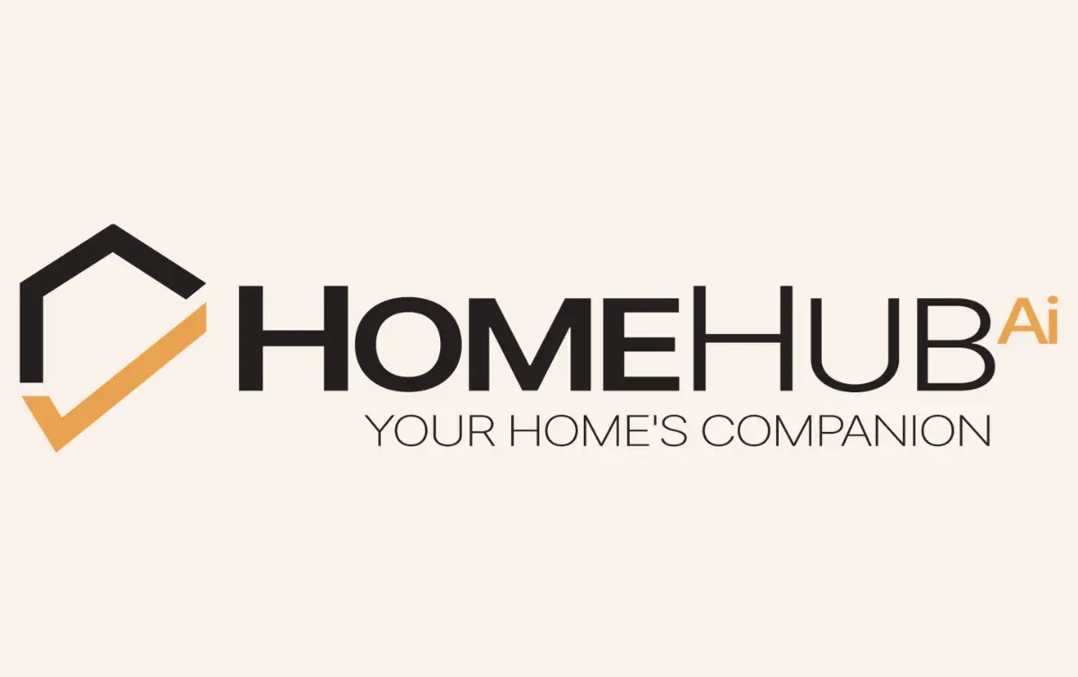 The image features the HomeHub AI logo with a minimalist house outline design and the tagline "Your Home's Companion" in elegant typography on a light background.