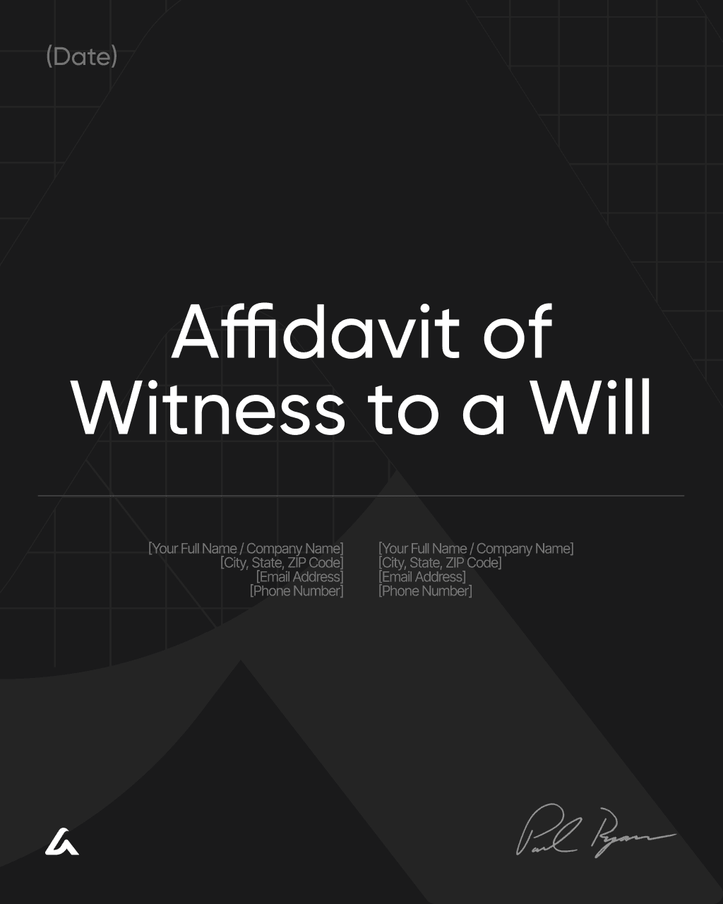 Affidavit of Witness to a Will