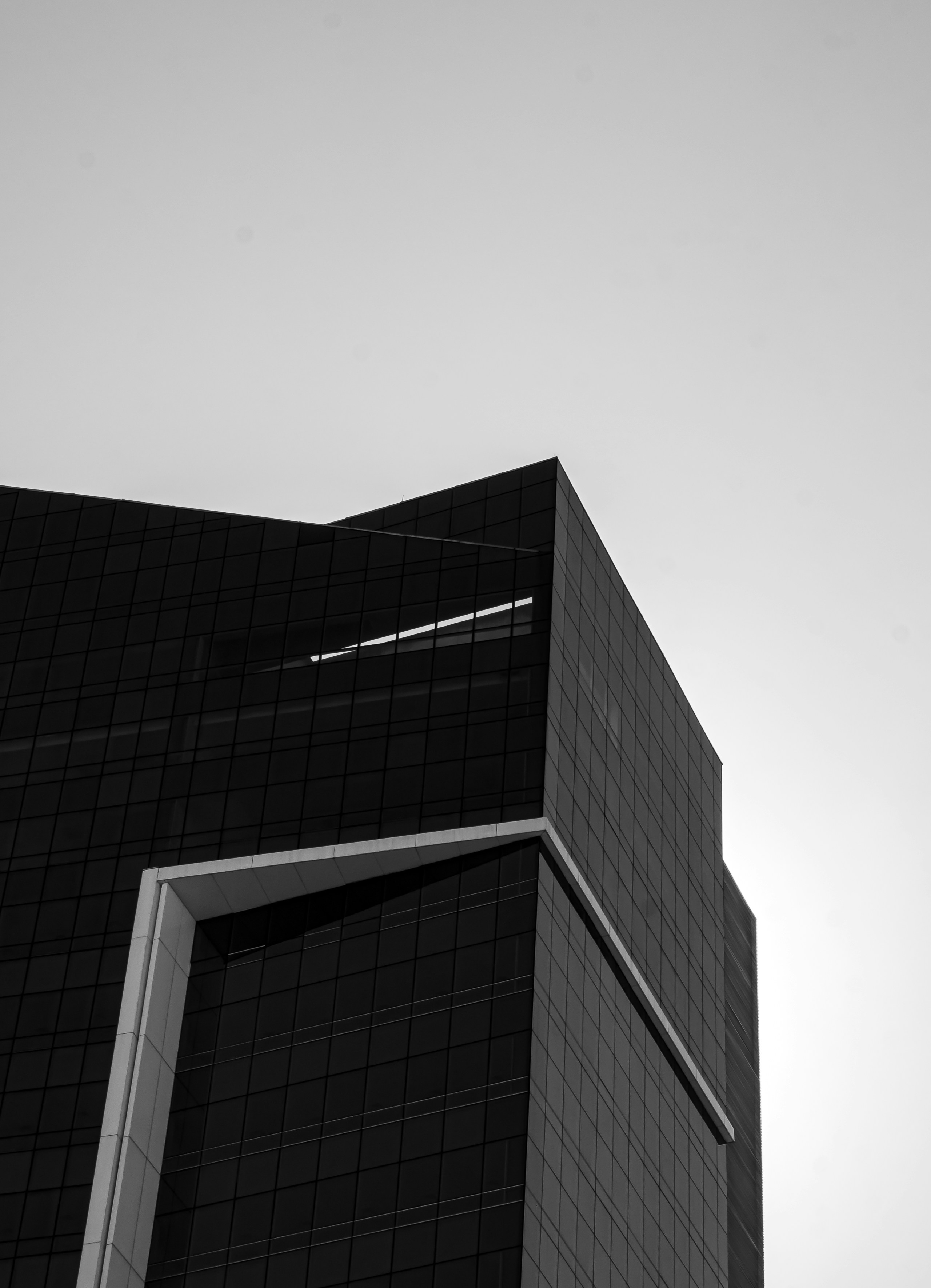Modern skyscraper with geometric architectural details
