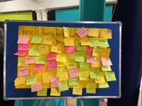 A poster board containing sticky notes