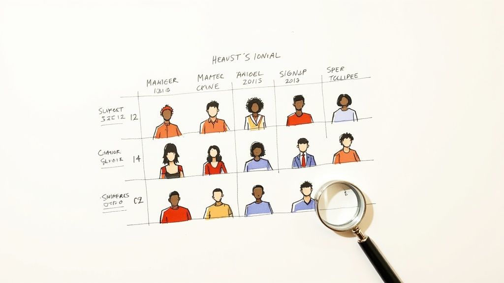 A group of diverse users collaborating on laptops, symbolizing cohort analysis