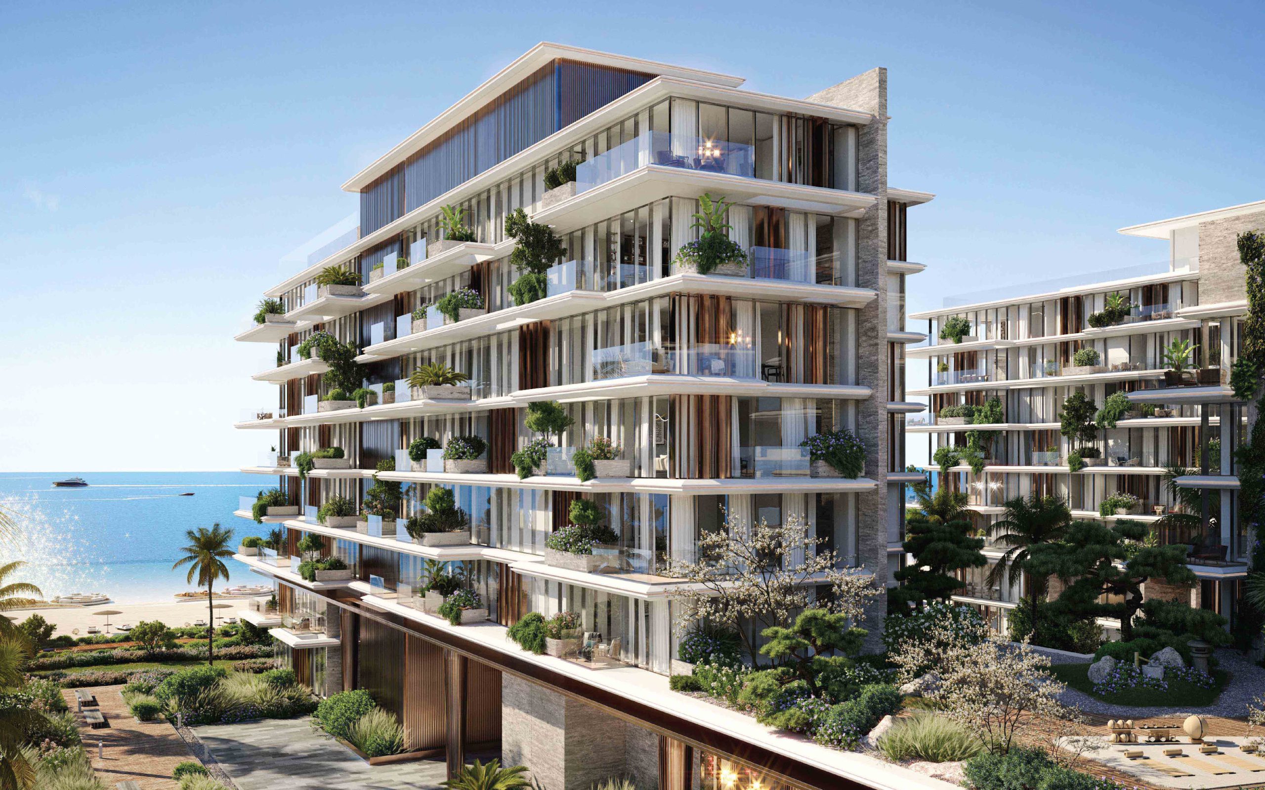 Beachfront apartments at The Tides, a new marina in Dubai, showcasing modern architecture and stunning sea views.