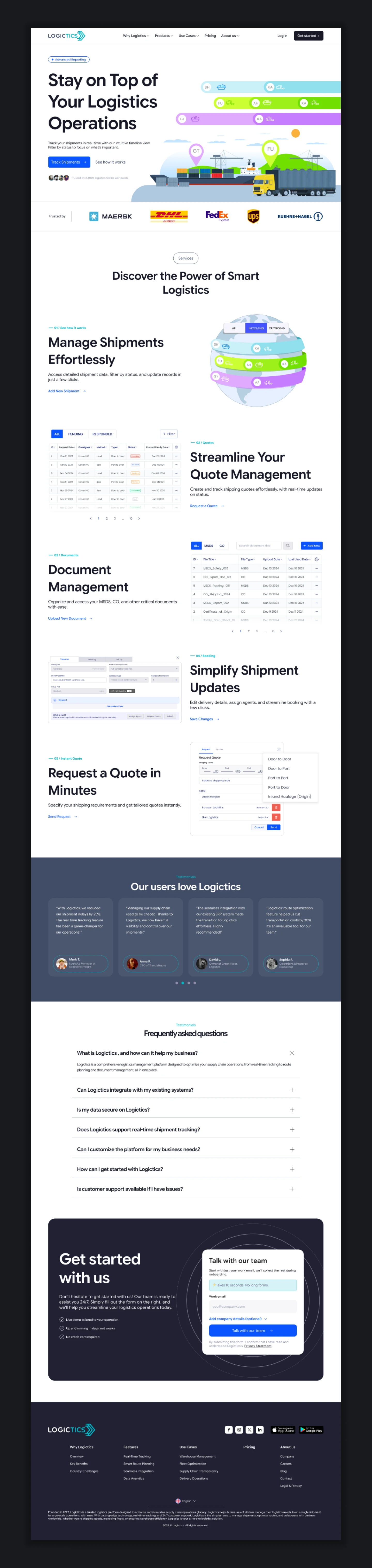 Logictics Landing Page Design