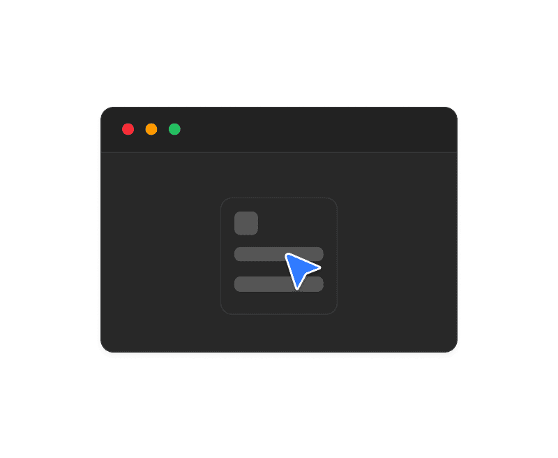 A browser window featuring a blue arrow directed to the right, symbolizing a link or action to proceed.