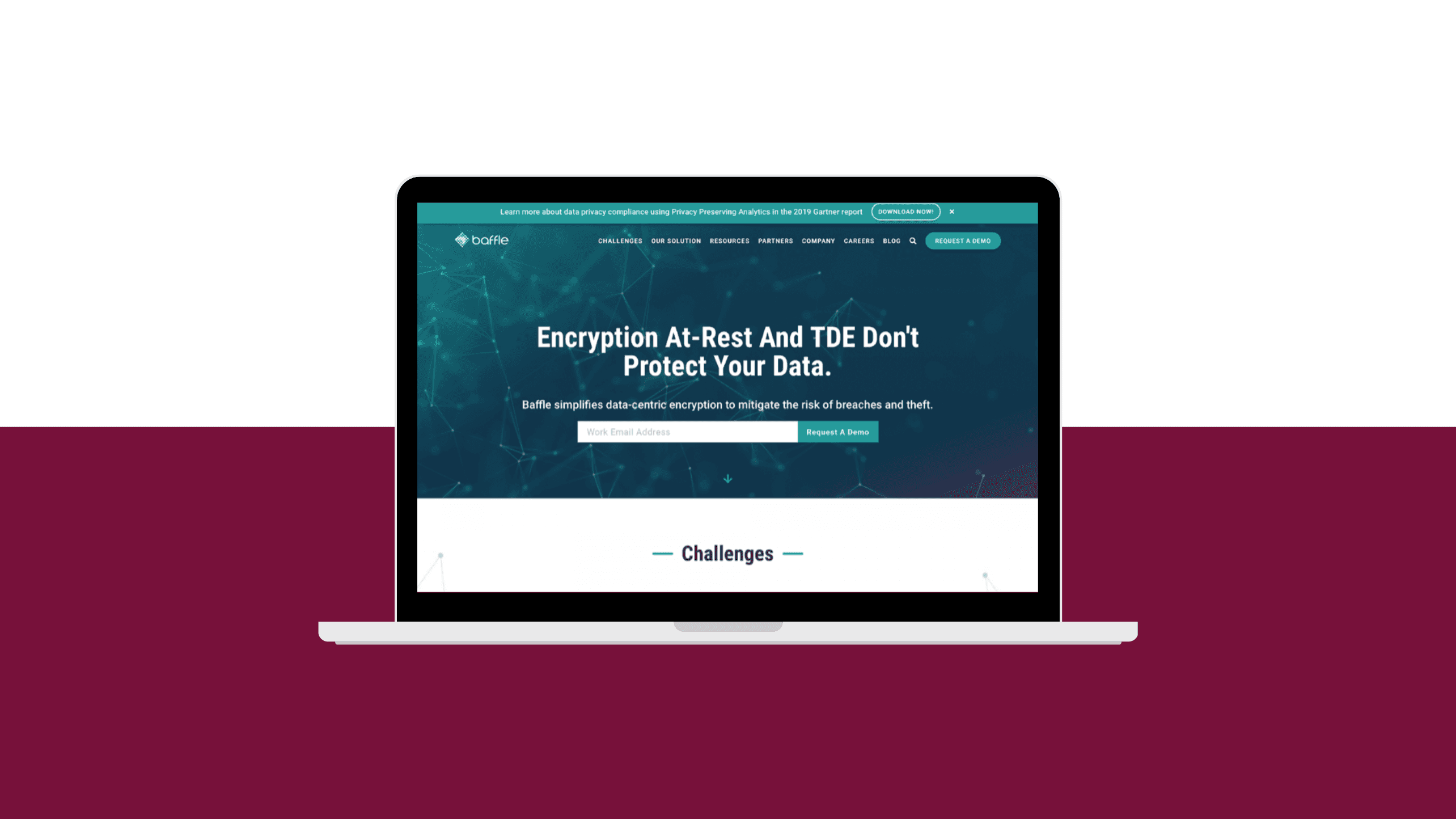 Baffle's home page before the redesign