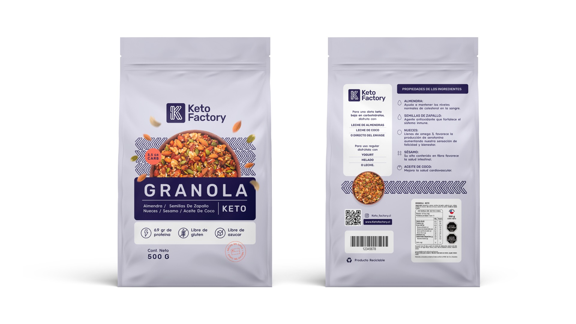 Identidad visual para marca keto Keto Factory – Lagom Studio, especialistas en diseño de marcas saludables.