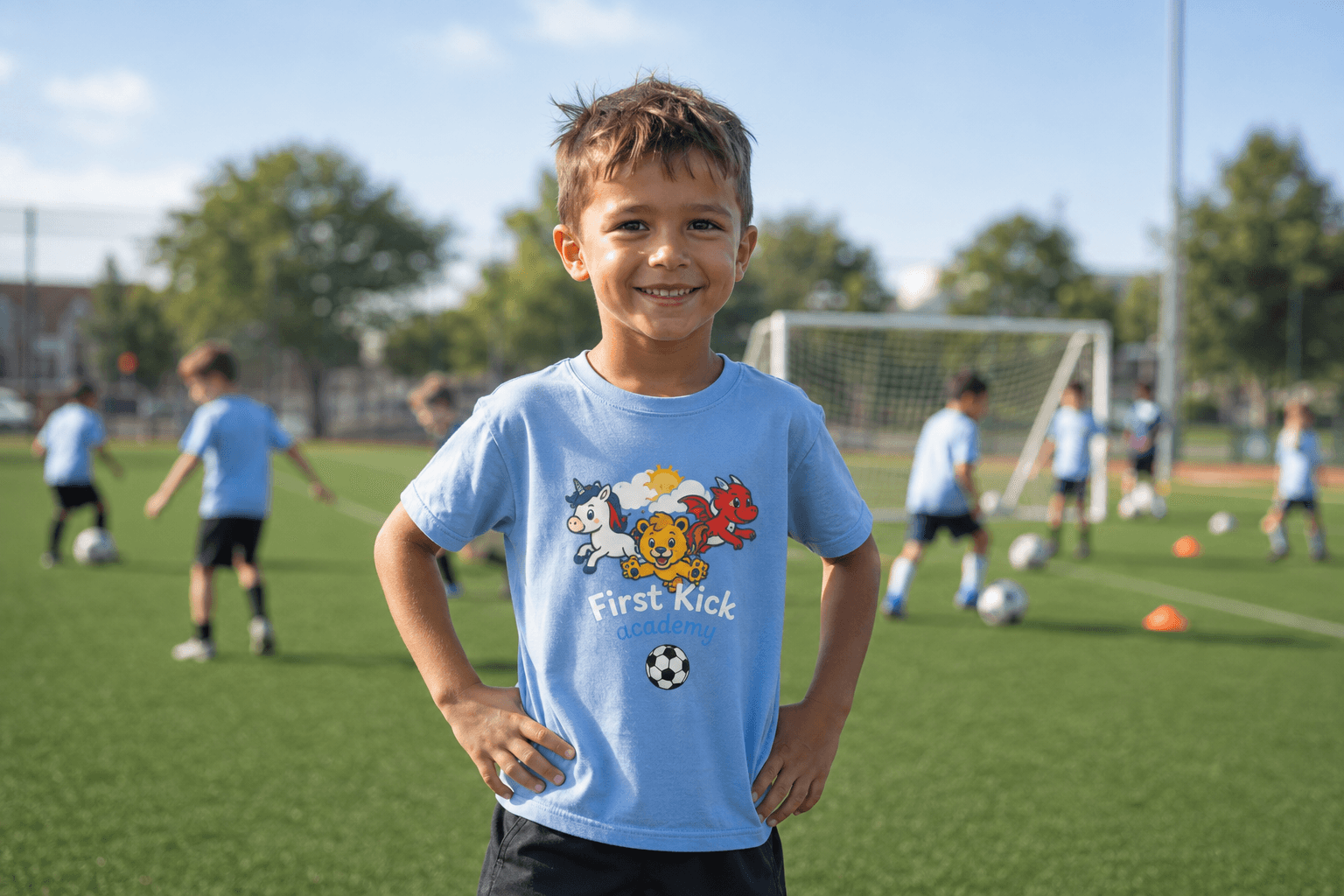 boy standing near net goal