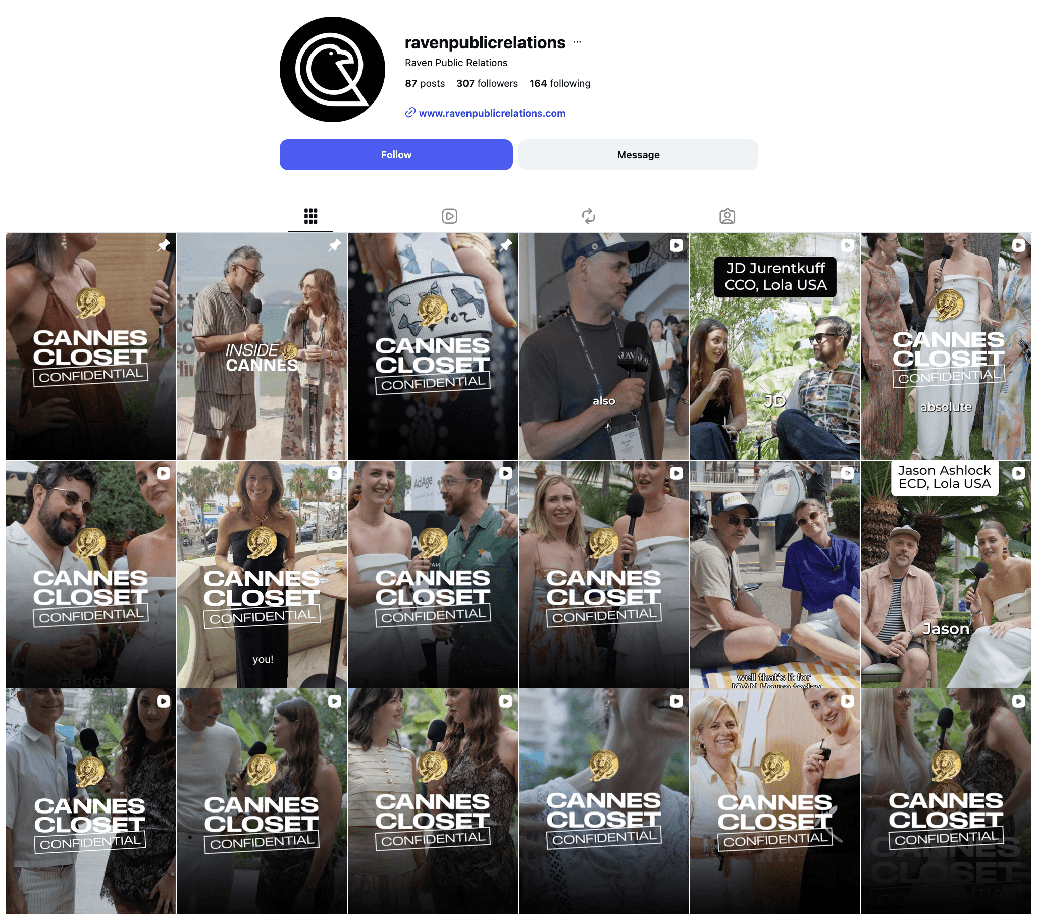 Raven Public Relations Cannes Closet Confidentail Social Media