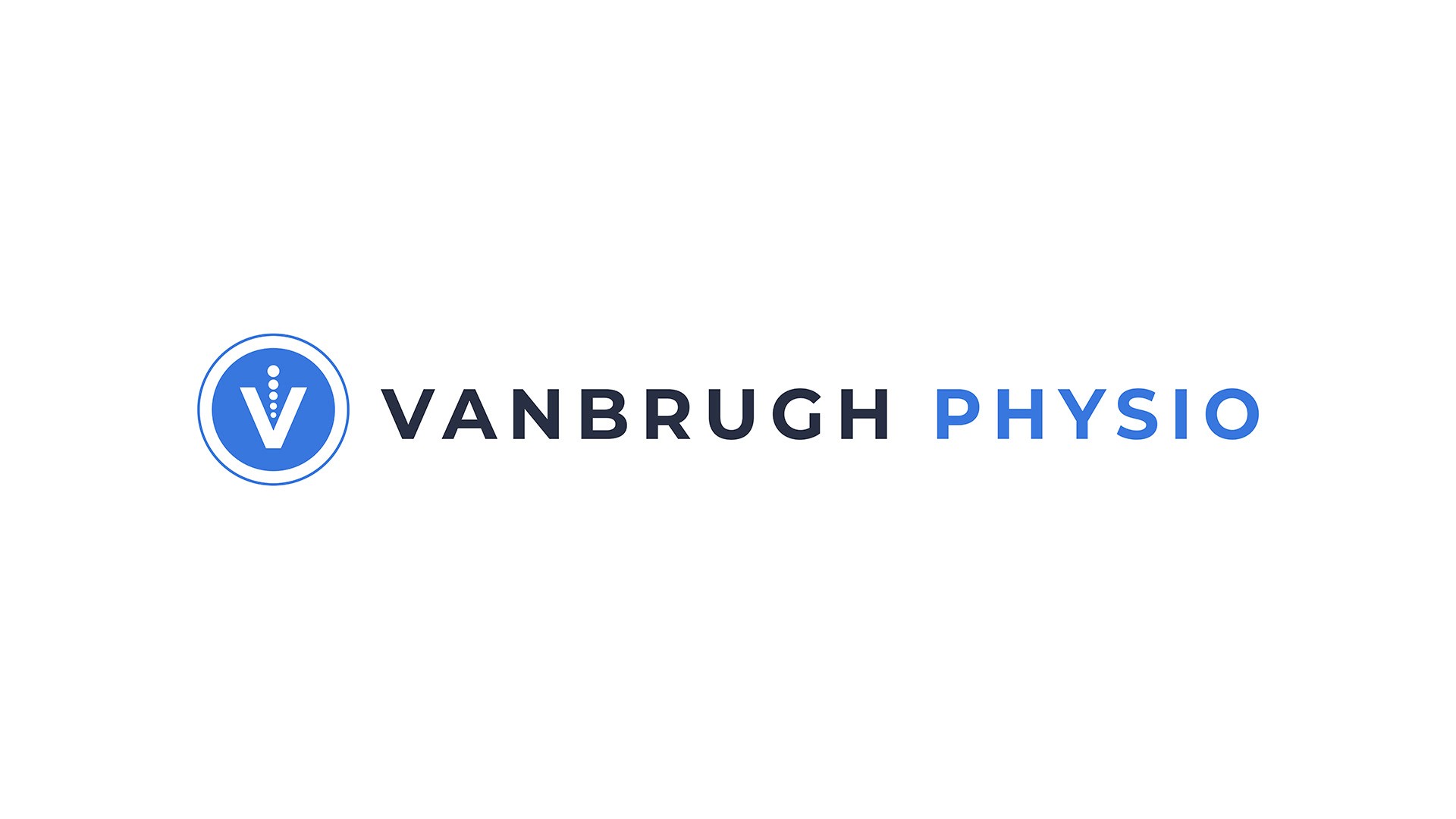 Vanbrugh Physio logo banner format in navy and blue