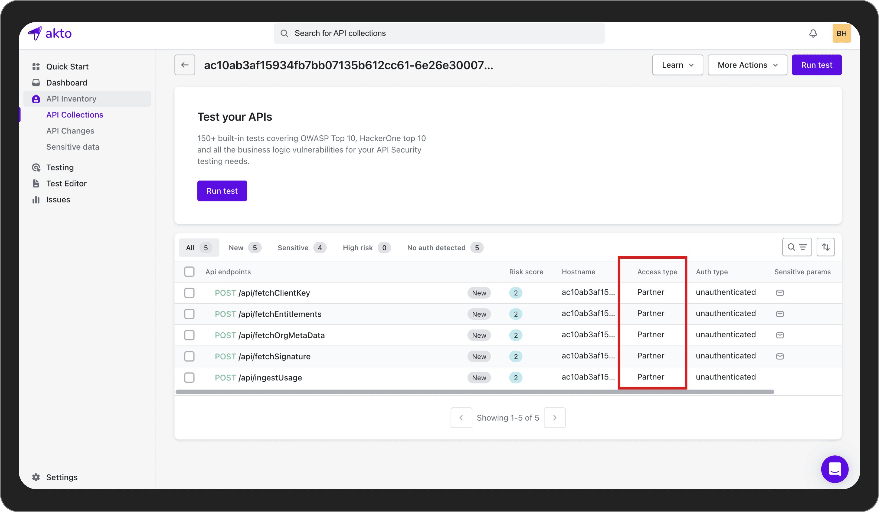 Added ‘Partner’ access type for APIs