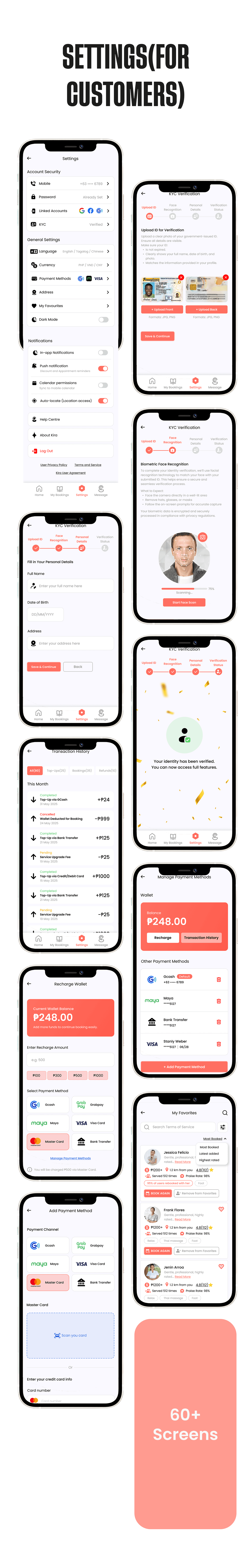 Settings Screens (For Customers)
