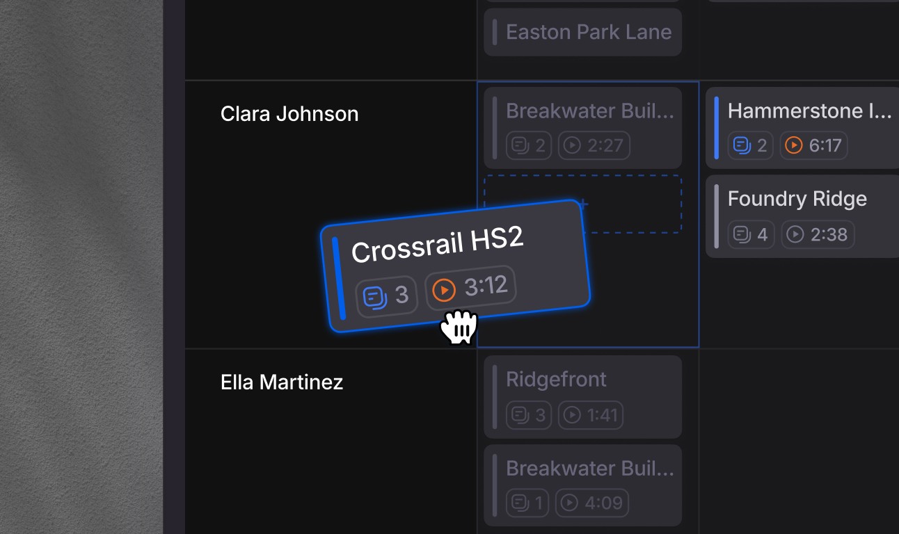 A close up of the drag and drop feature in onetrace planner