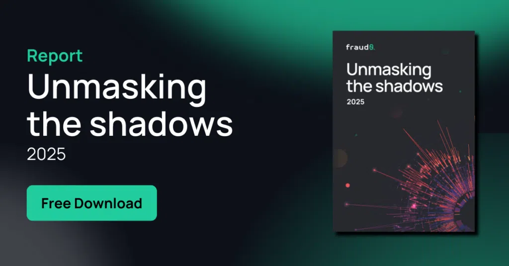 Visual promoting the "Unmasking the shadows 2025" report with the button "Free Download"