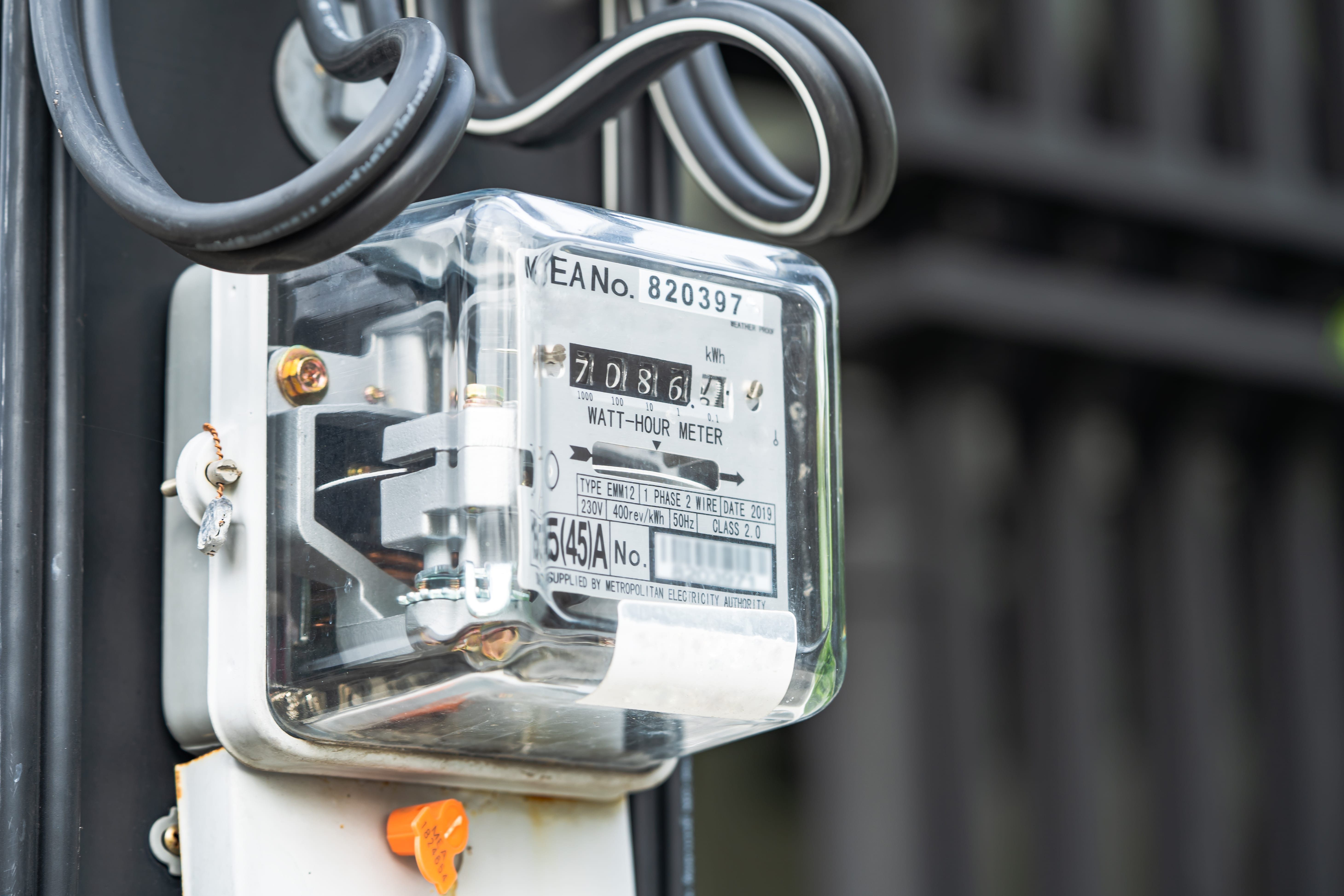 An electricity meter.