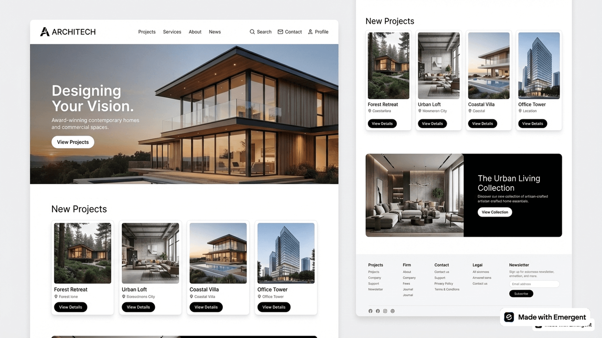 Architect website made with emergent