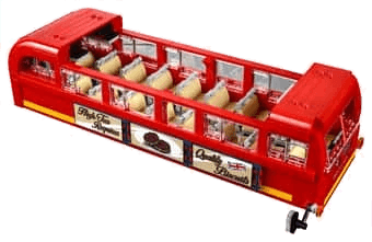 LEGO® London Bus (sett 10258) - nedre dekk sett ovenfra med seterekker, Brikkenerd