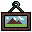 Pixel art of a hanging framed image