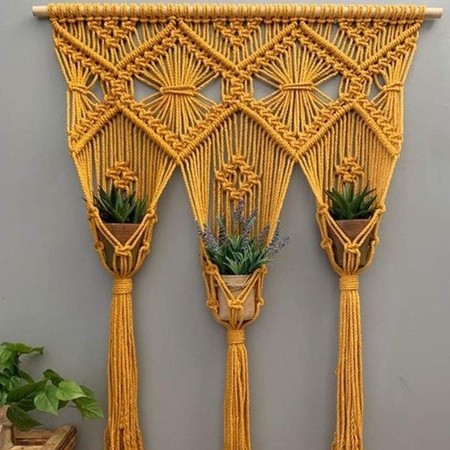 Handcrafted decorative macrame wall hanging planter panel