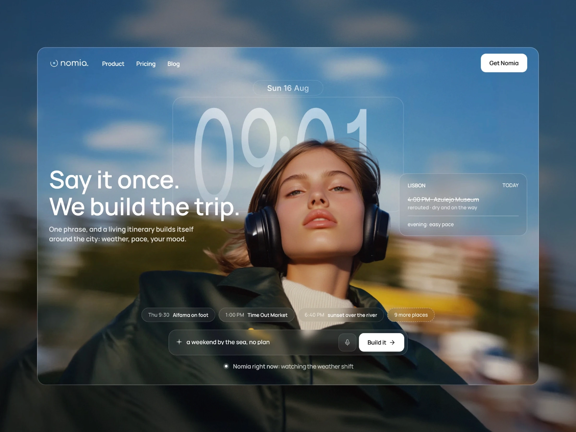 Nomia AI travel app Framer template