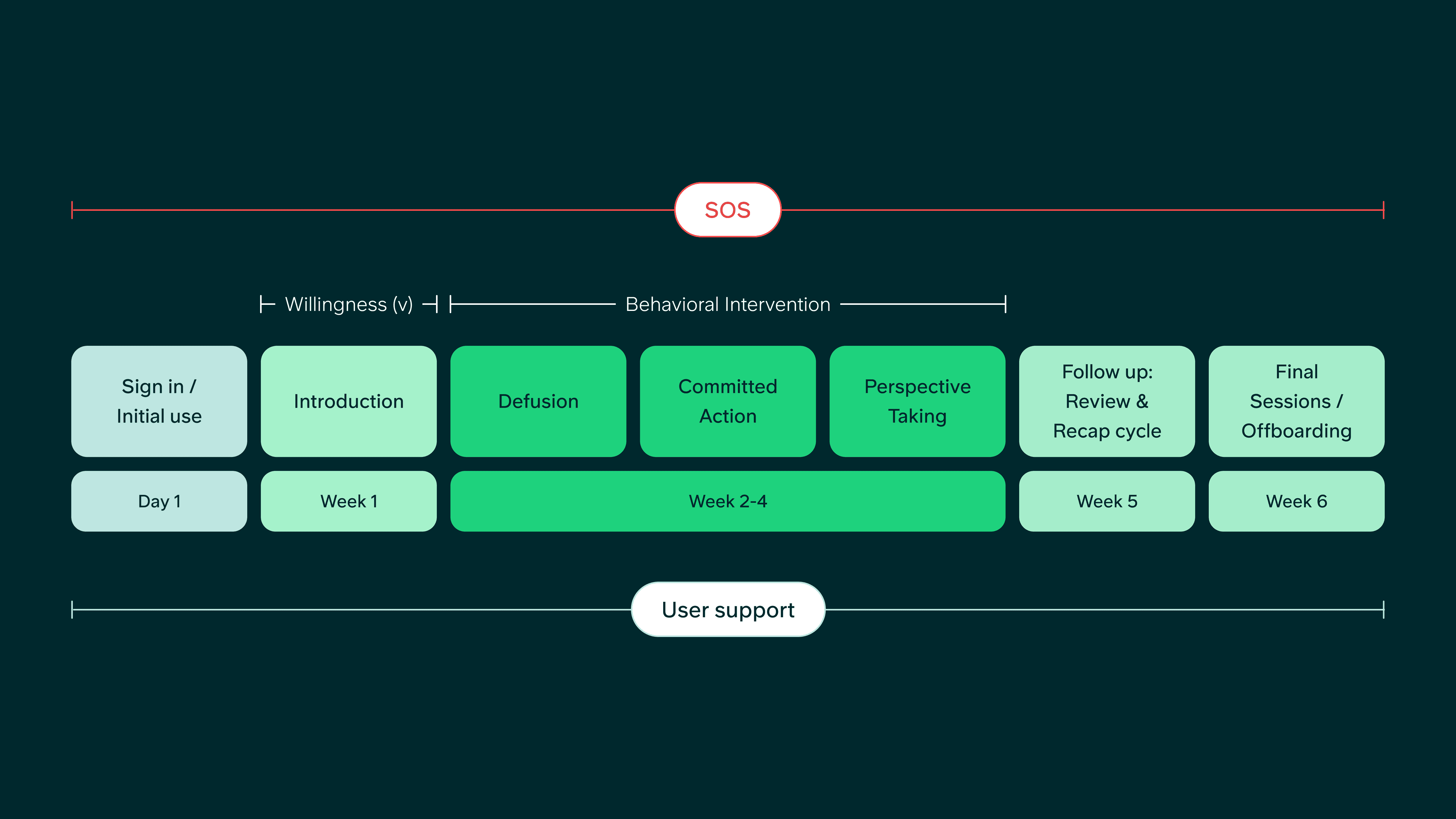Programme v1 — a fixed six-week structure with longer scheduled sessions.