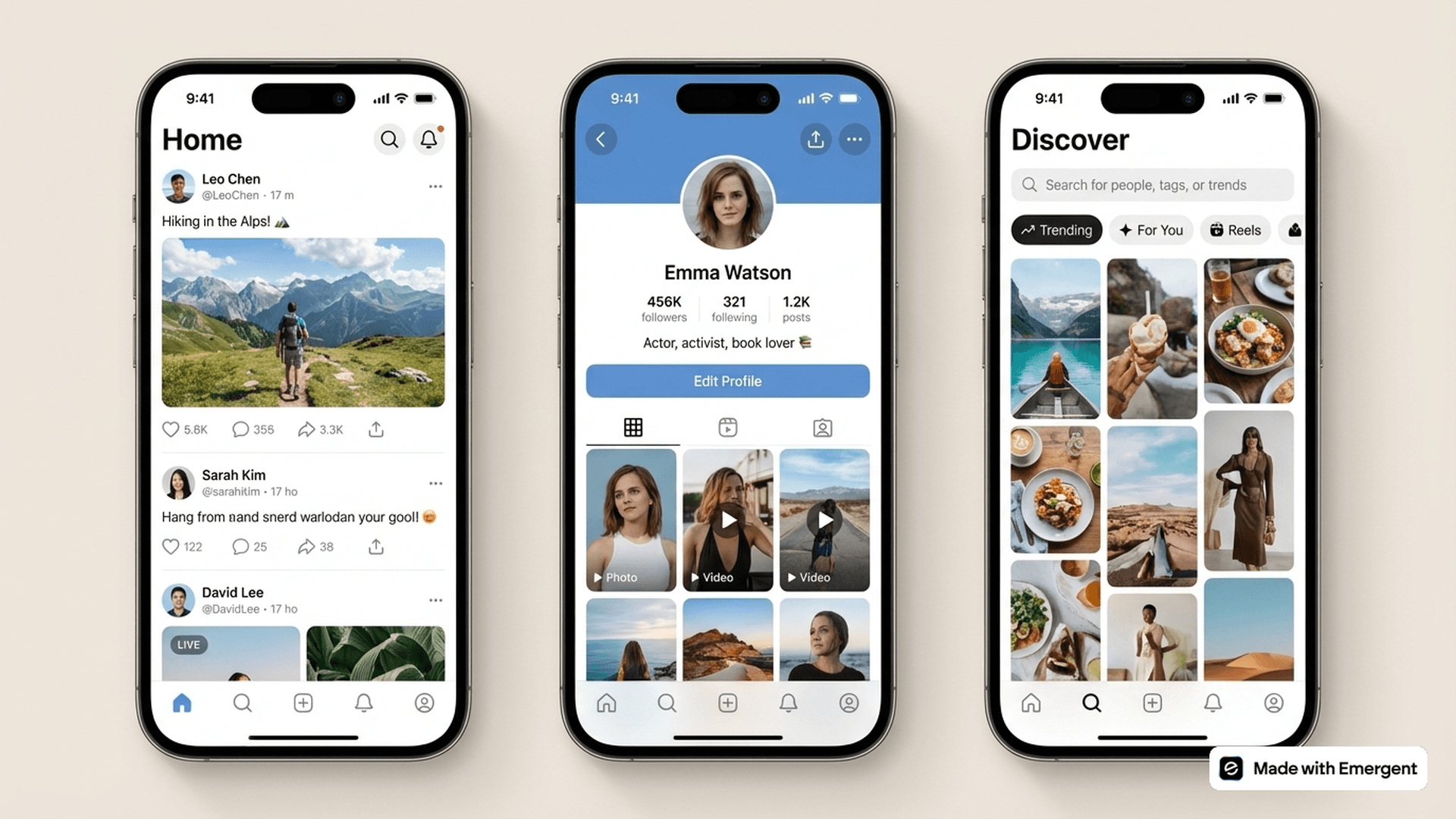Social Media App Made with Emergent