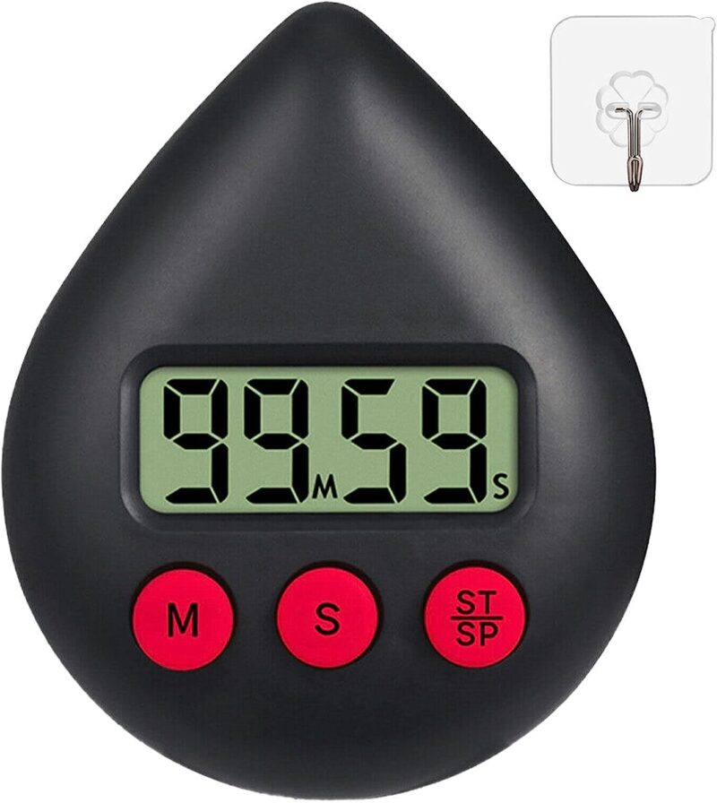 This waterproof shower timer is shaped like a drop of water