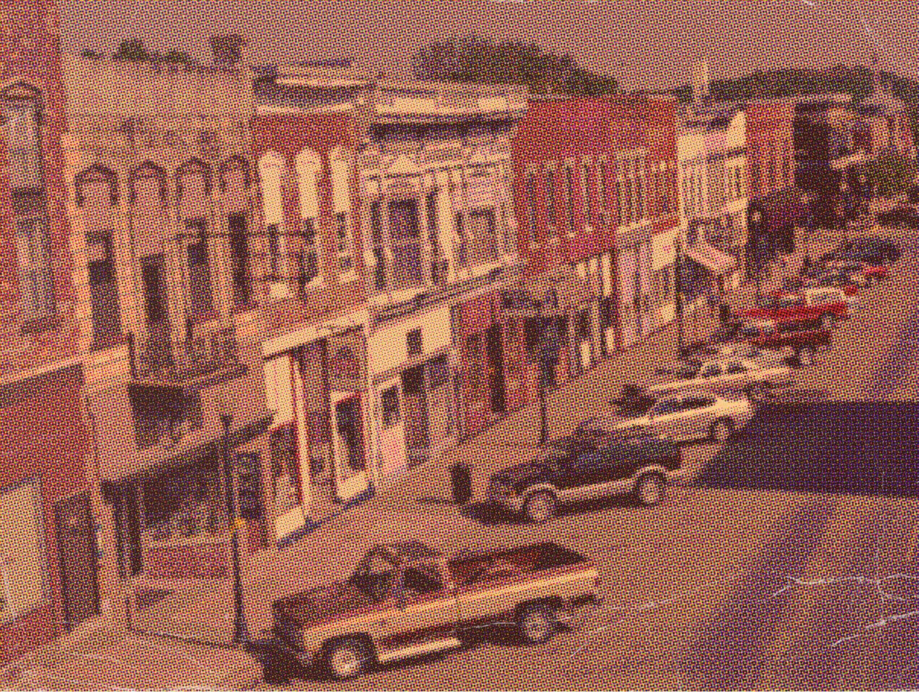 Halftone effect on a town square from the 90's