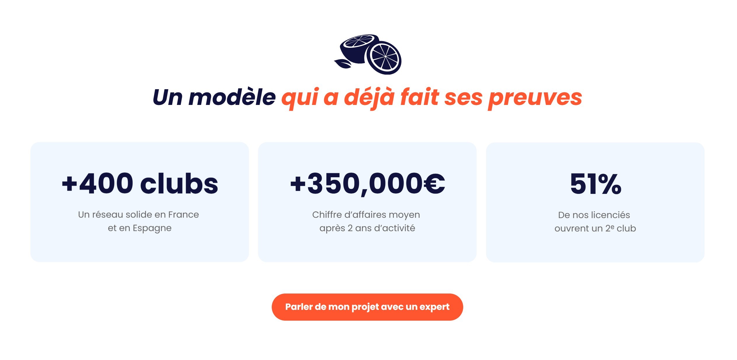 section chiffres landing page orange bleue