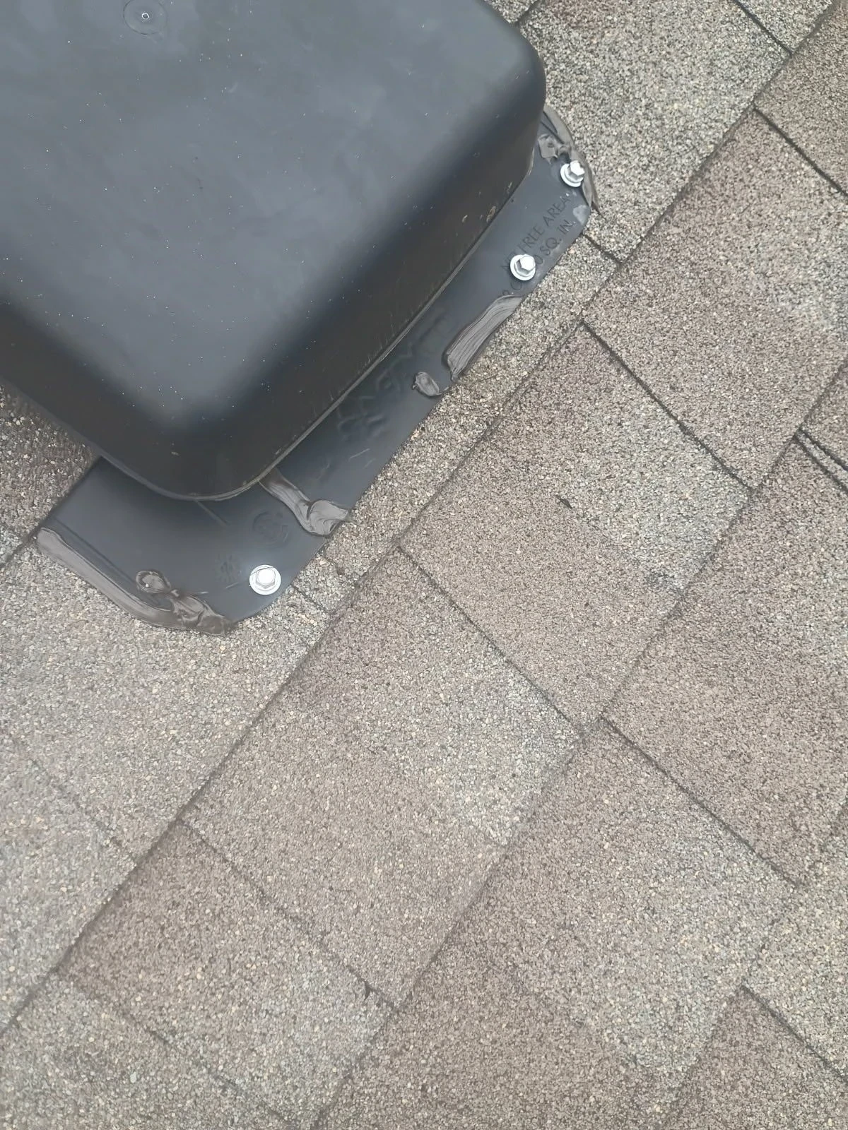 Finished repair: ridge-cap and vent flashing repairs in San Antonio, Texas.