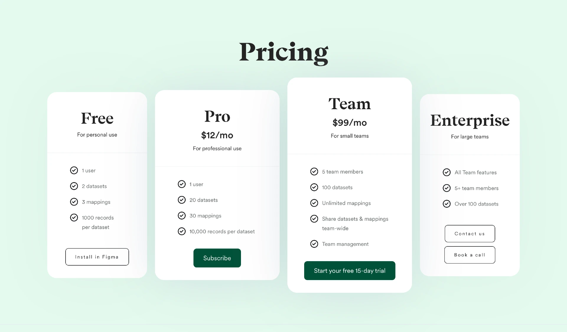 An example of a pricing element on a SaaS landing page