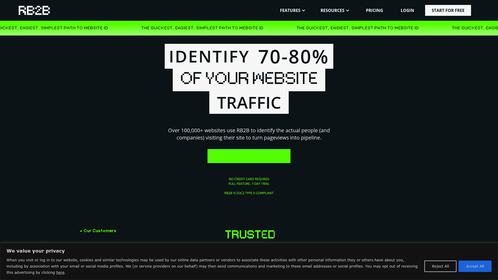 Screenshot of https://www.rb2b.com