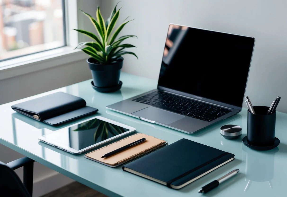 minimalist desk laptop setup