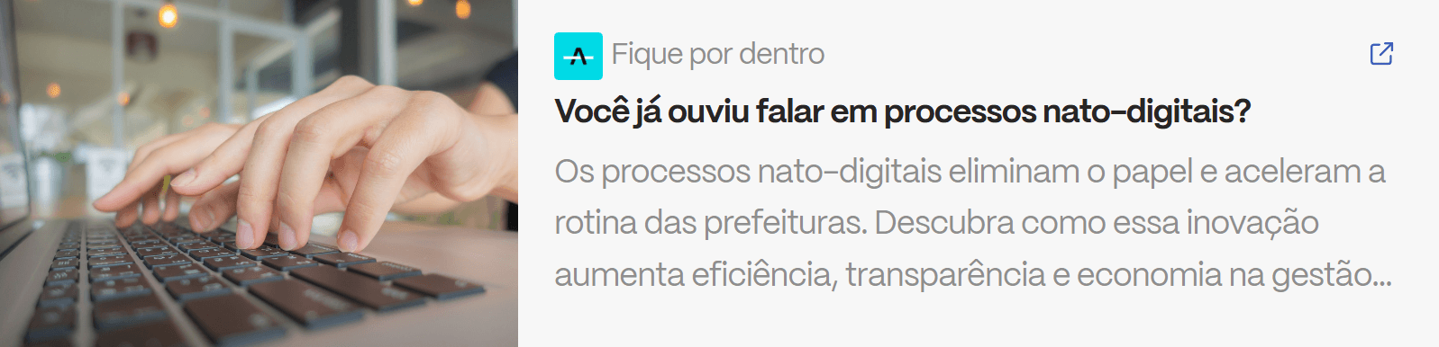 Banner informativo sobre processos nato-digitais em prefeituras, relacionados à triagem automatizada e eliminação de papel.