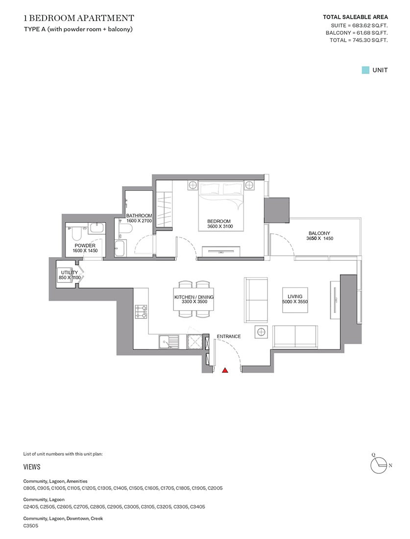 Skyscape Aura 1-Bedroom Floor Plan