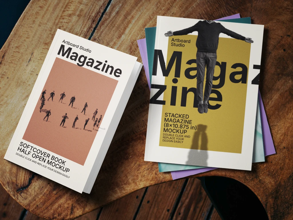 magazine on table mockup