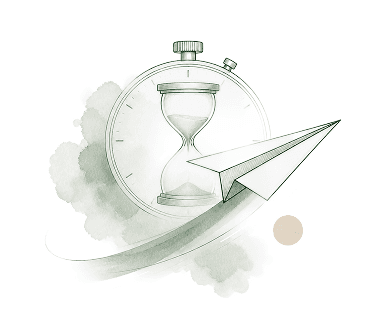 Timer with analoge timer inside with paper plane