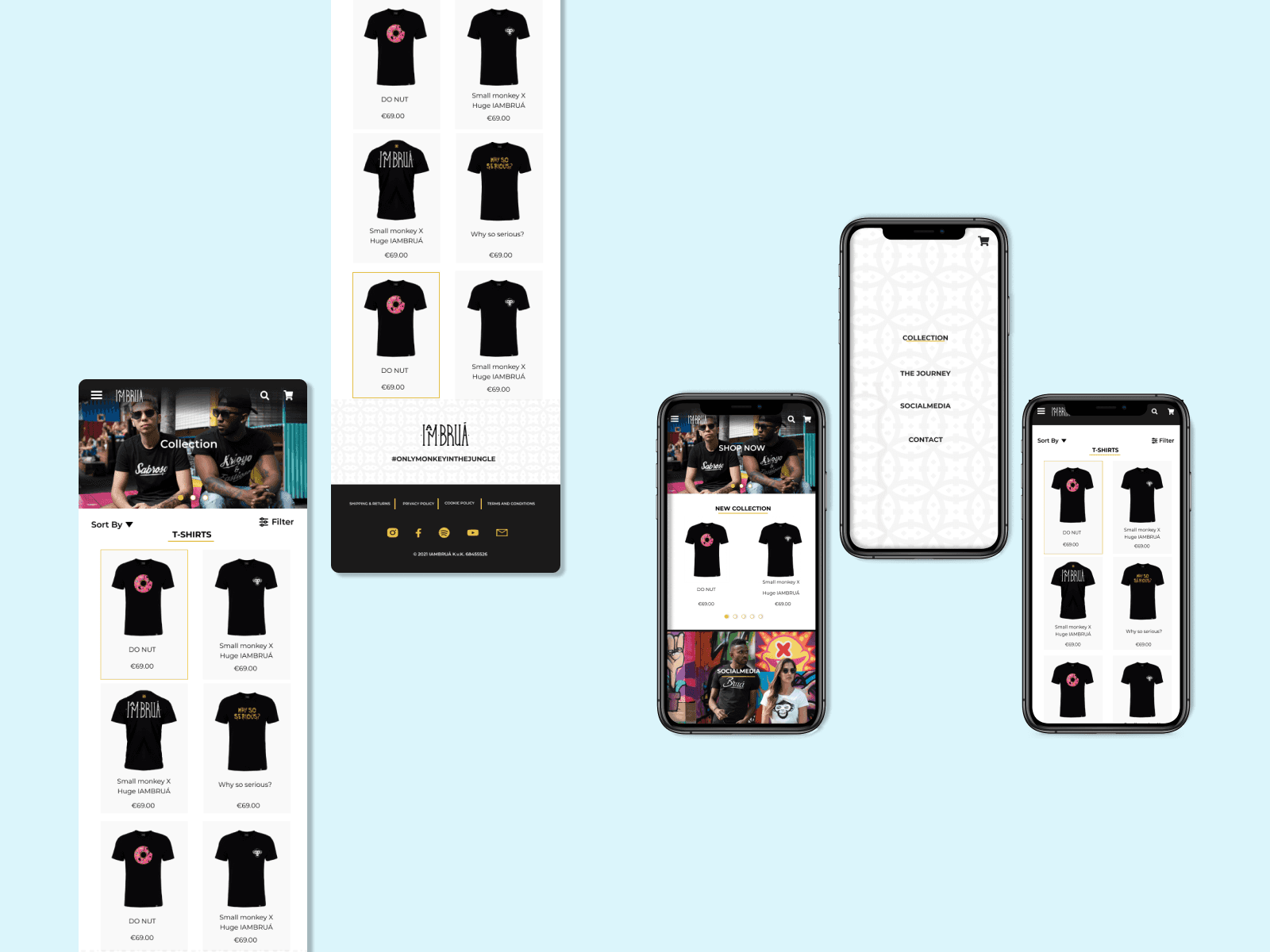 highfidelity mobile design of the i am bruá website