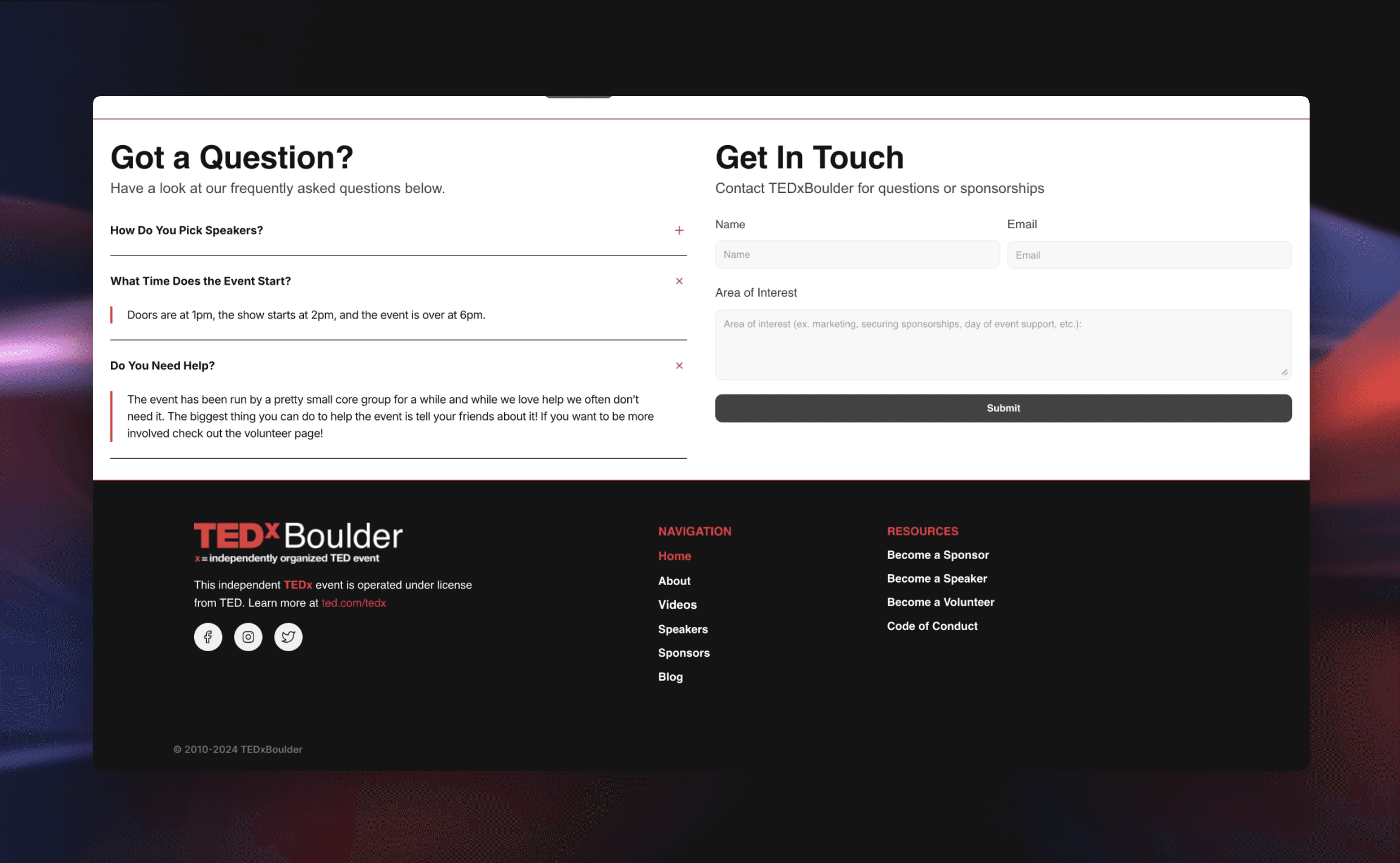 tedxboulder footer