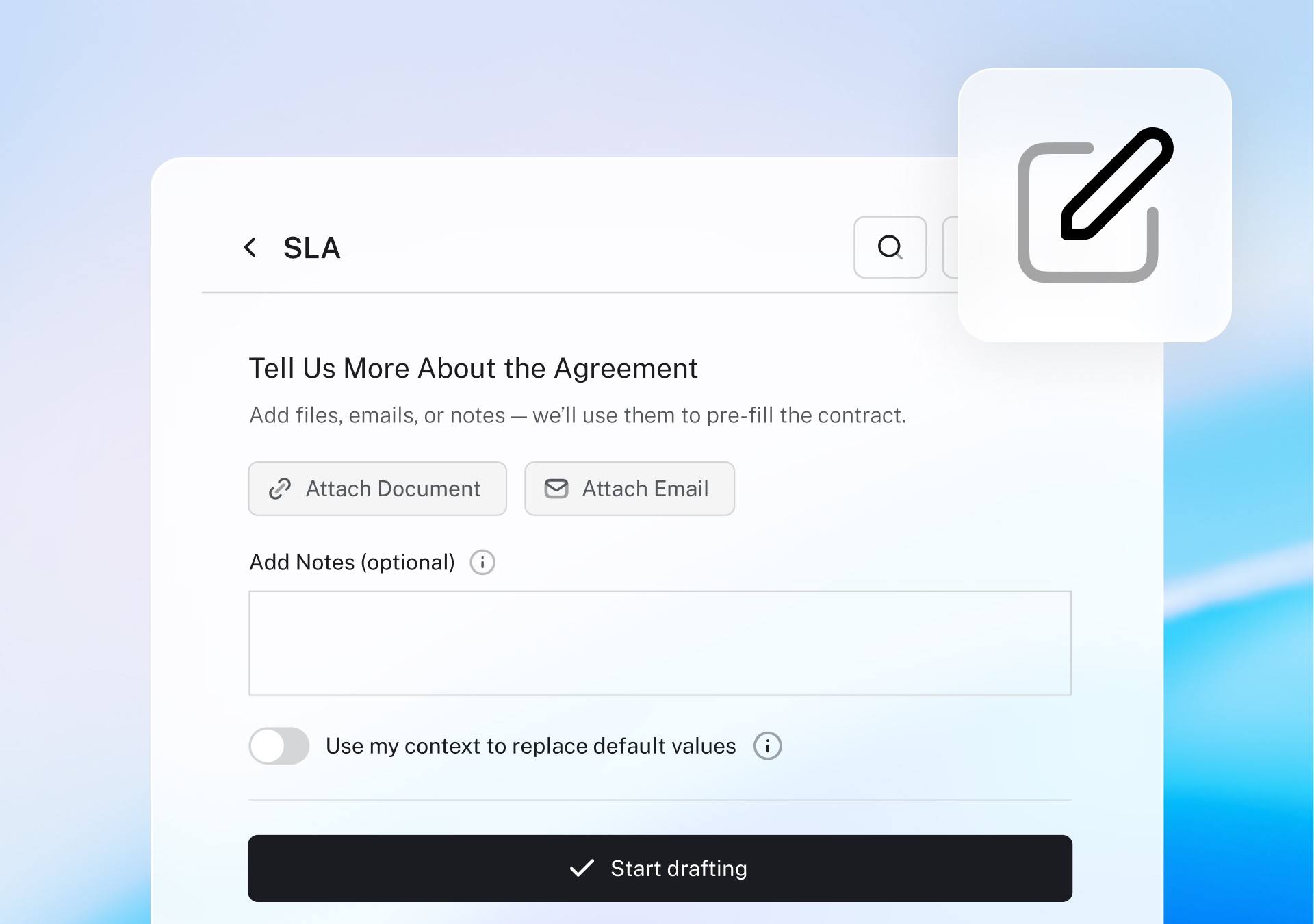 LEGALFLY modal for sharing a custom agent, allowing company-wide access and role-based permissions for team members.