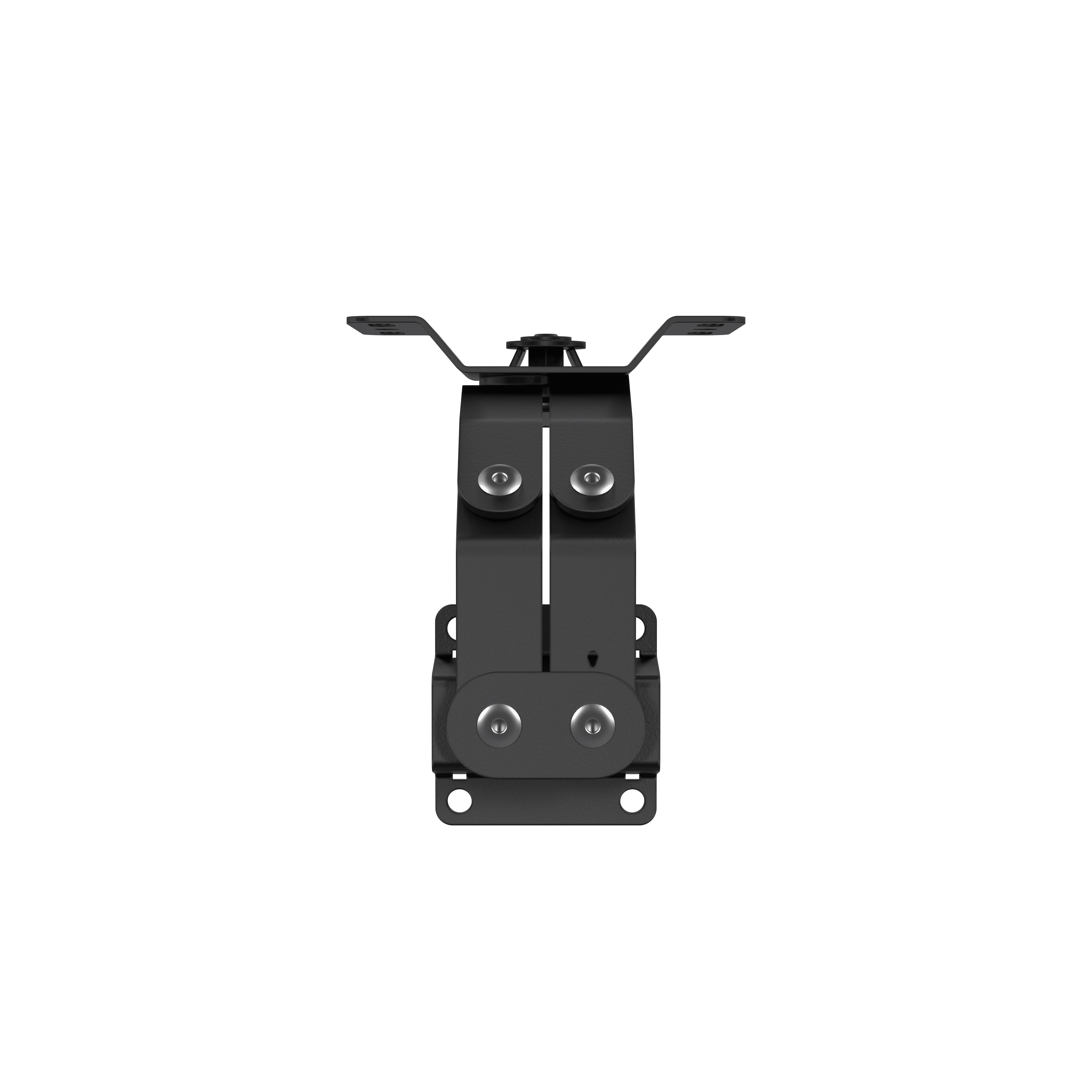 Black metal hinge mechanism with mounting brackets